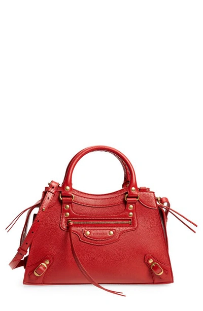 Balenciaga Small Neo Classic City Leather Top Handle Bag In Medium Red 8