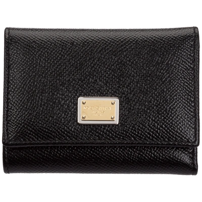 Dolce & Gabbana Women's Wallet Leather Coin Case Holder Purse Card Trifold  Dauphine In Black