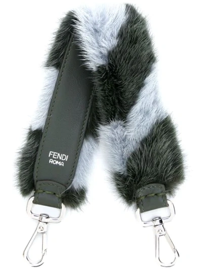 Fendi Strap You Mini Striped Fur Bag Strap In Green Stripe