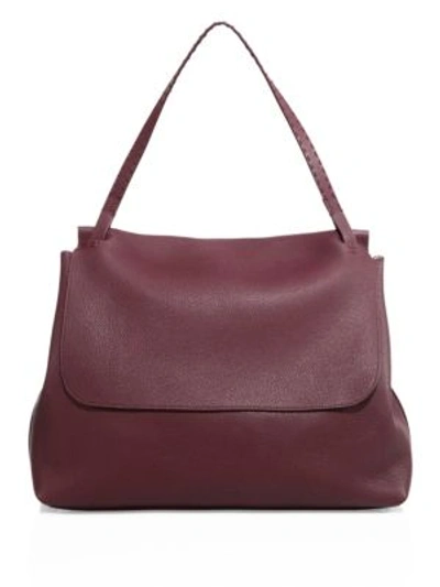 The Row Top Handle 14 Textured-leather Shoulder Bag In Burgundy