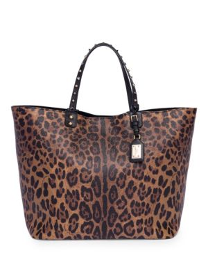 Dolce & Gabbana Leopard Leather Tote In Brown | ModeSens