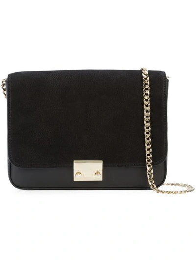 Loeffler Randall Lock Leather And Nubuck Shoulder Bag In Black/gold