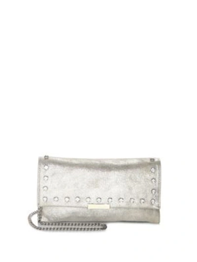 Loeffler Randall Embellished Small Leather Clutch In Sugar