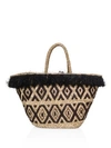 Kayu Lillian Embroidered Raffia Tote In Black