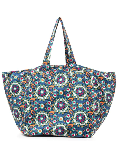 La Doublej Kaleidoscope Reversible Canvas Tote Bag In Kaleidoscope-bluette