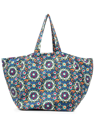 La Doublej Kaleidoscope Reversible Canvas Tote Bag In Blue