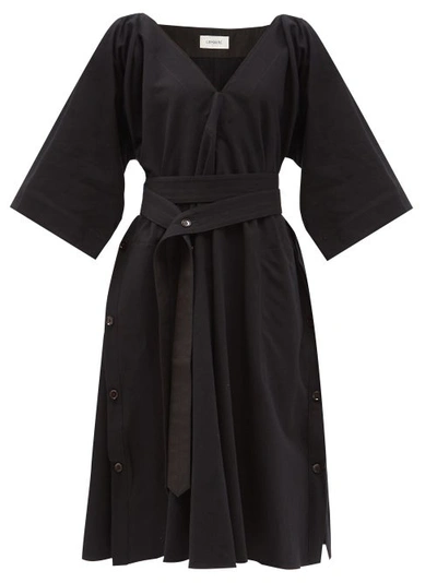 Lemaire Belted Gabardine Dress In Black