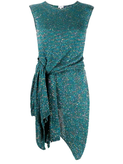 Loewe Asymmetric Knotted Sequined Knitted Top In Green