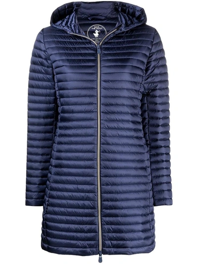 Save The Duck Alberta Ecological Long Down Jacket In Blu