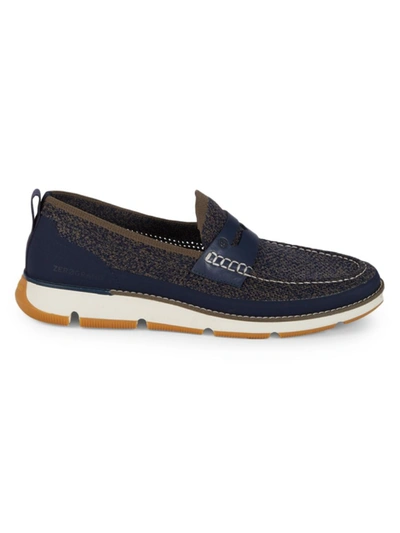 Cole Haan Men's 4.zergrand Stitchlite Penny Loafers In Marine Blue/ Morel/ Ivory