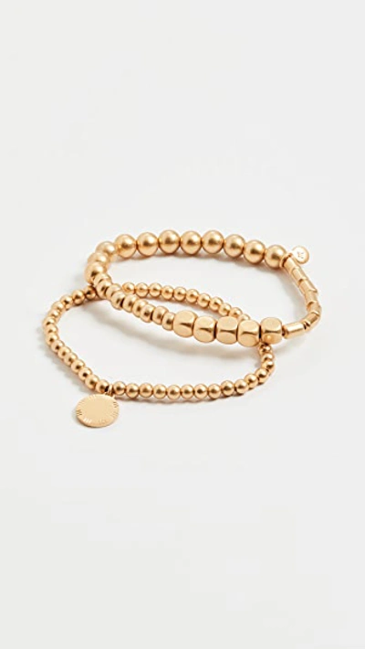 Madewell Two-pack Beaded Bracelets In Vintage Gold