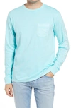 Vineyard Vines Garment Dyed Vintage Whale Long-sleeve Pocket Graphic Tee In Pool Side