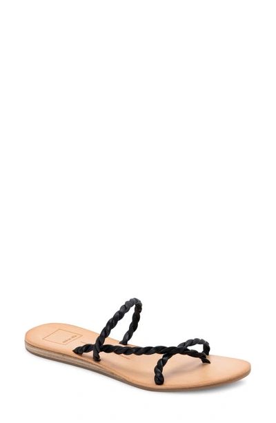 Dolce Vita Women's Dexla Woven Thong Sandals In Black Leather