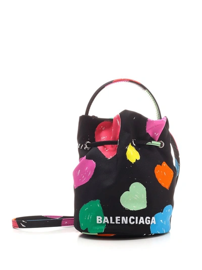 Balenciaga Printed Nylon Archive Hearts Wheel Xs Bucket Bag  Nd  Donna Tu In Multi