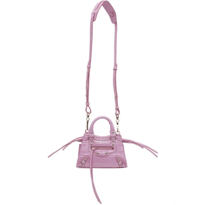 Balenciaga Neo Classic City Leather Shoulder Bag In Lilac/silver