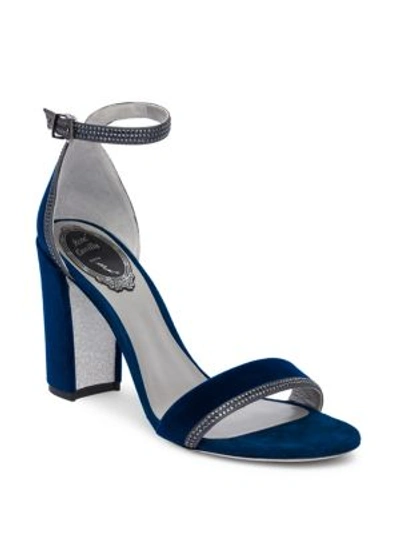 René Caovilla Crystal Block Heel Sandals In Blue
