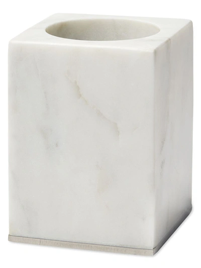 Sferra Pietra Marble Toothbrush Holder In White/silver