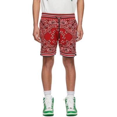 Amiri Men's Drawstring Bandana-print Shorts In Red