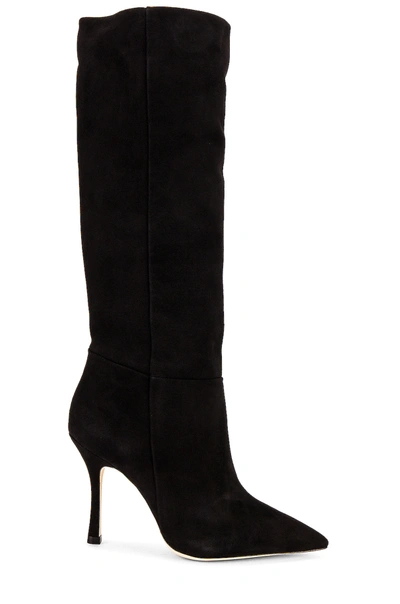 Larroude Black Kate 100 Suede Knee-high Boots In Black Suede