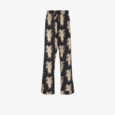 Desmond & Dempsey Howie Pineapple Print Pyjama Trousers In Blue