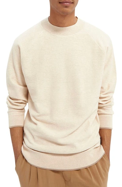 Scotch & Soda High Neck Sweater In Ecru Melange