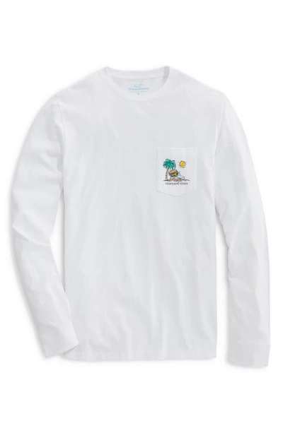 Vineyard Vines Suns Out Long Sleeve Graphic Tee In White Cap