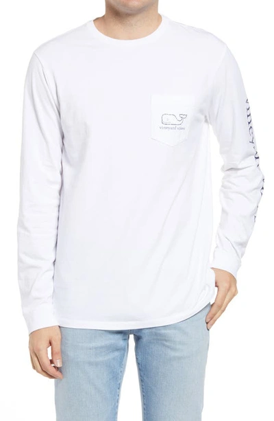 Vineyard Vines Vintage Whale Long Sleeve Graphic Tee In White Cap