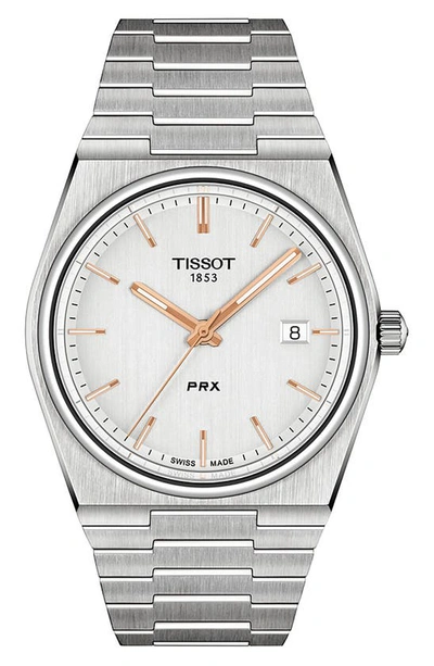 Tissot Men's Swiss Prx Stainless Steel Bracelet Watch 40mm In Silver