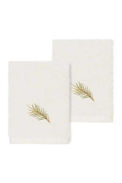 Linum Home Pierre Embellished Washcloth Set, 2 Pieces Bedding In Cream