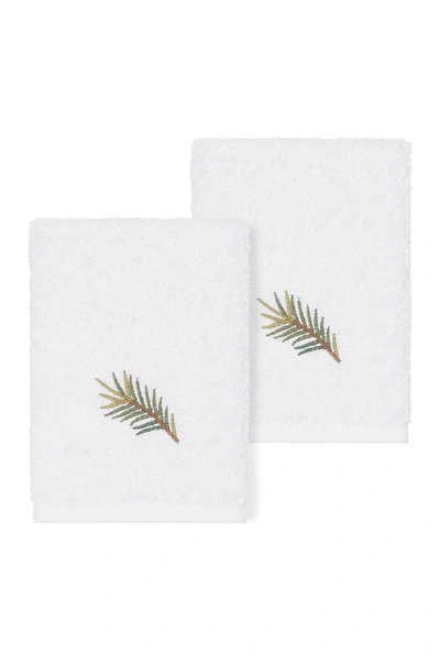 Linum Home Pierre Embellished Washcloth Set, 2 Pieces Bedding In White