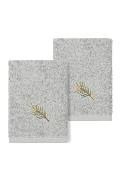 Linum Home Pierre Embellished Washcloth Set, 2 Pieces Bedding In Light Gray