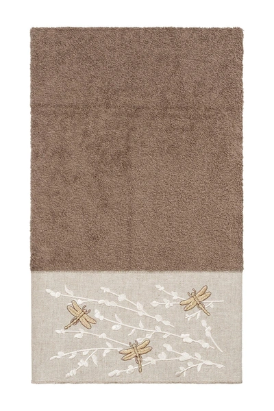 Linum Home Braelyn Embellished Bath Towel Bedding In Latte