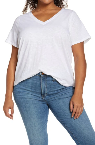 Madewell Whisper Cotton V-neck T-shirt In Optic White