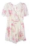 Zunie Kids' Dot & Floral Smocked Waist Dress In Cream/ Rose