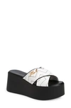 Karl Lagerfeld Ramona Platform Sandals Women's Shoes In Bright White/ Black