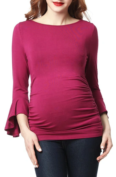 Kimi And Kai Andrea Ruched Maternity Top In Berry
