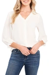 Cece Ruffle V-neck Blouse In Soft Ecru