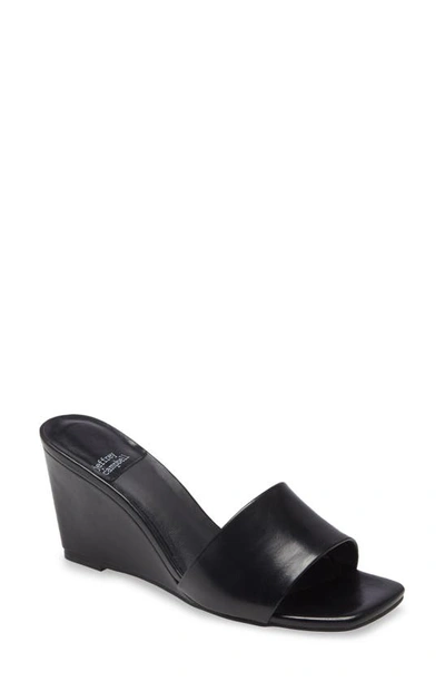 Jeffrey Campbell Jeffrey Campell Appetit Wedge Slide Sandal In Black Leather