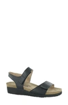 Naot Vivian Wedge Sandal In Jet Black/ Silver Leather