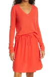 Atm Anthony Thomas Melillo Cashmere V-neck Sweater In Deep Coral