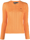 Polo Ralph Lauren Julianna Cable-knit Cashmere Sweater In Orange