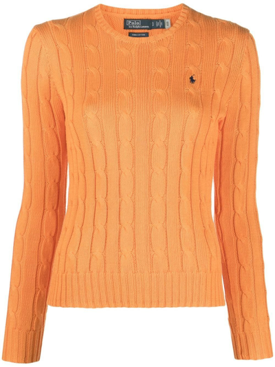 Polo Ralph Lauren Julianna Cable-knit Cashmere Sweater In Flannel Orange Melange
