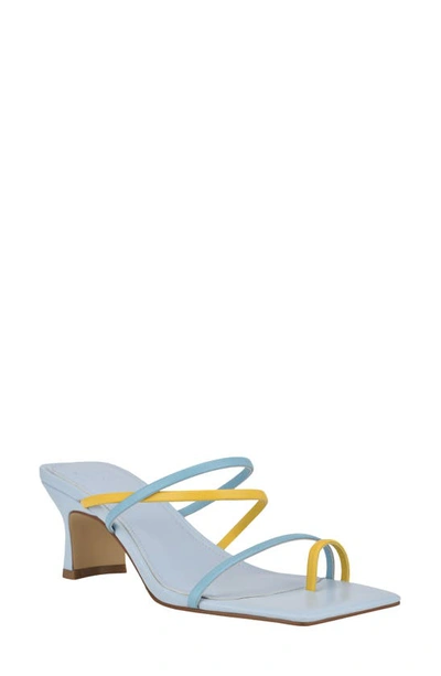 Marc Fisher Ltd Calida Strappy Slide Sandal In Yellow Tulip/ Blue Teal