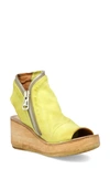 As98 Naylor Platform Wedge Sandal In Yellow Leather