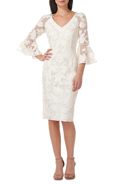 Js Collections Bell Sleeve Soutache Cocktail Dress In White