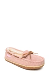 Minnetonka Tilia Faux Fur Lined Moccasin Slipper In Blush