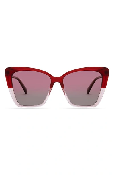 Diff Becky Ii 57mm Gradient Cat Eye Sunglasses In Rosewood Ombre/ Wine Gradient