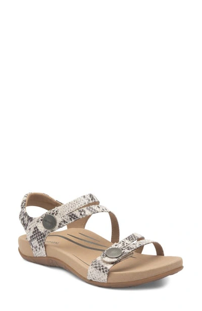 Aetrex Jess Sandal In Cream Snake Faux Leather