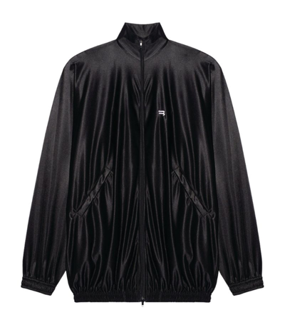 Balenciaga Oversized Satin-twill Track Jacket In Black