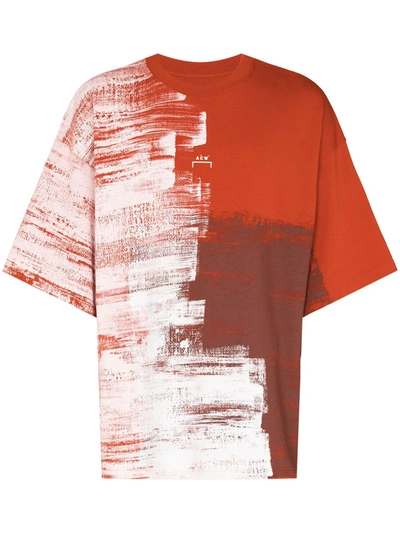 A-cold-wall* Brushstroke Print Cotton T-shirt In Orange